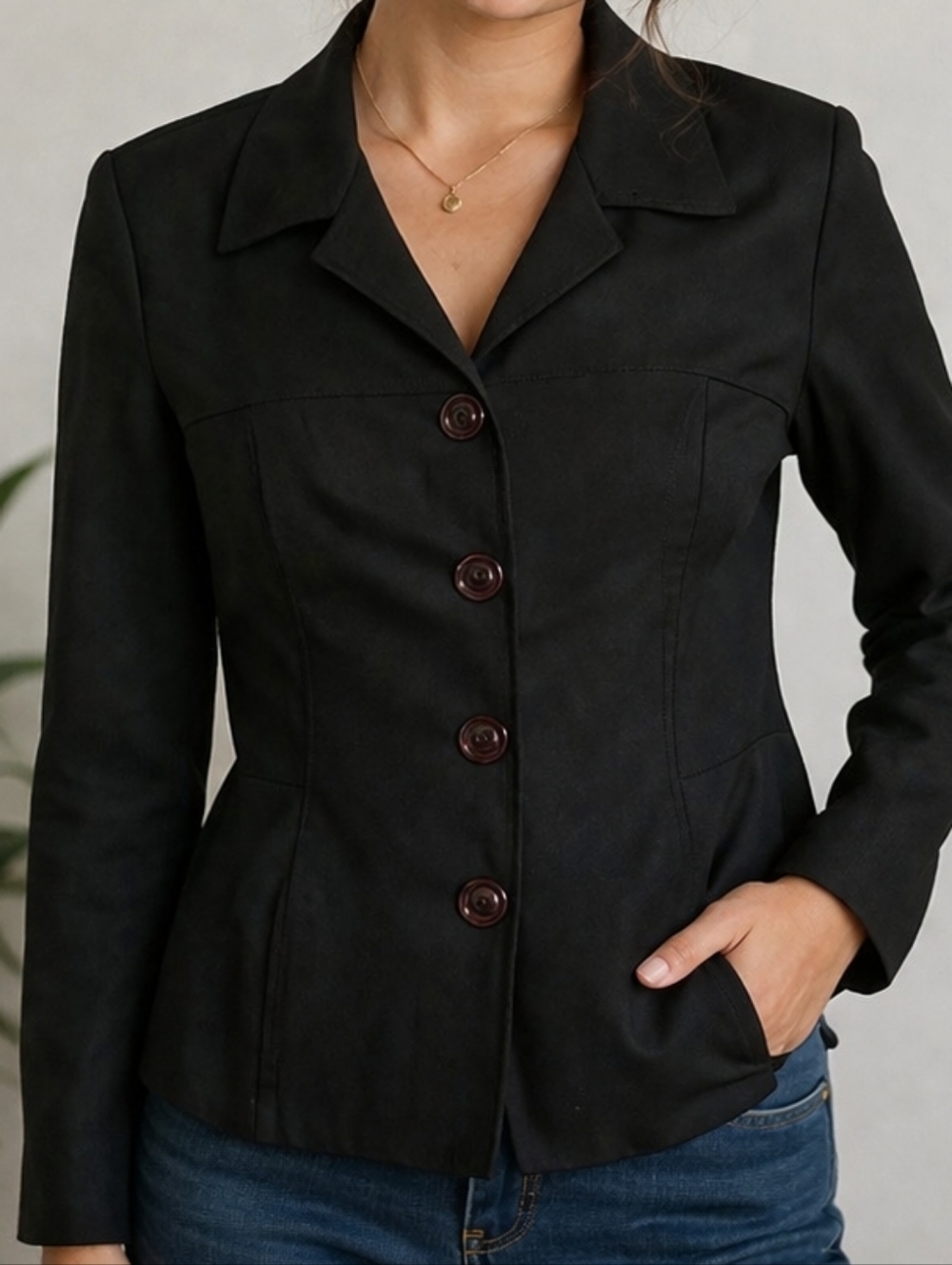 City Triangles Black Fitted Button Blazer #230
